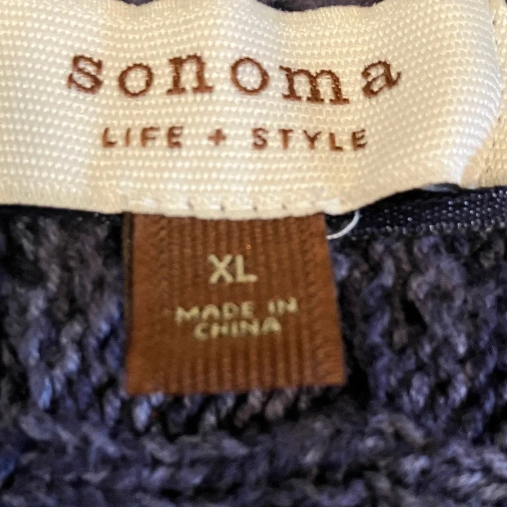 Sonoma Women’s Cable Knit Hooded 1 button Blue/Grey XL Longsleeve Cardigan